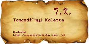 Tomcsányi Koletta névjegykártya